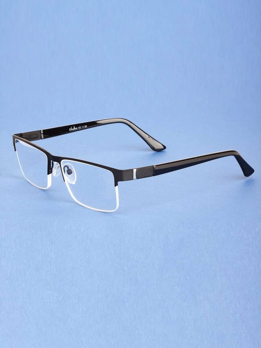 Готовые очки для чтения черные с диоптриями +4.00 футляр