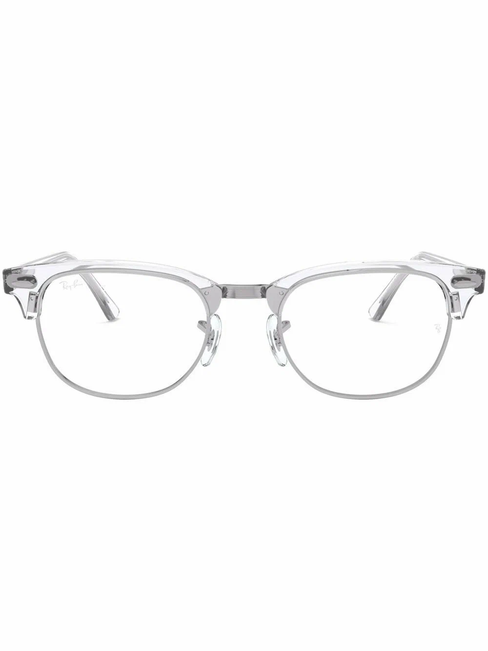 Ray-Ban - Прозрачные очки Clubmaster - Унисекс - 51 - Серебристый