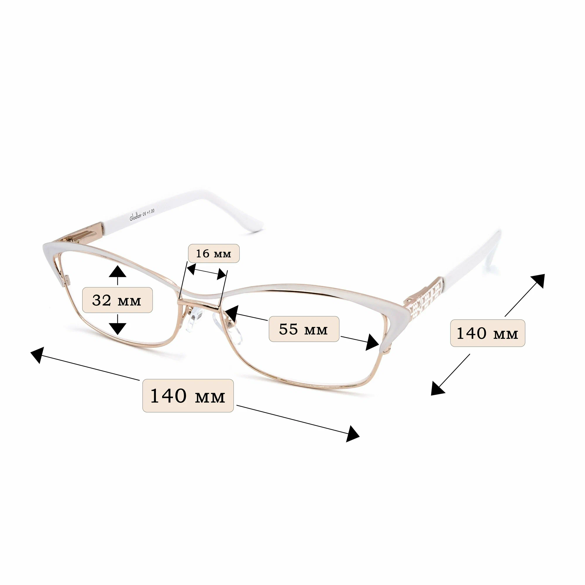 Готовые Готовые очки для зрения с диоптриями корригирующие женские G1179 белый, металл/очки для чтения для дали, РЦ62-64,-3.00