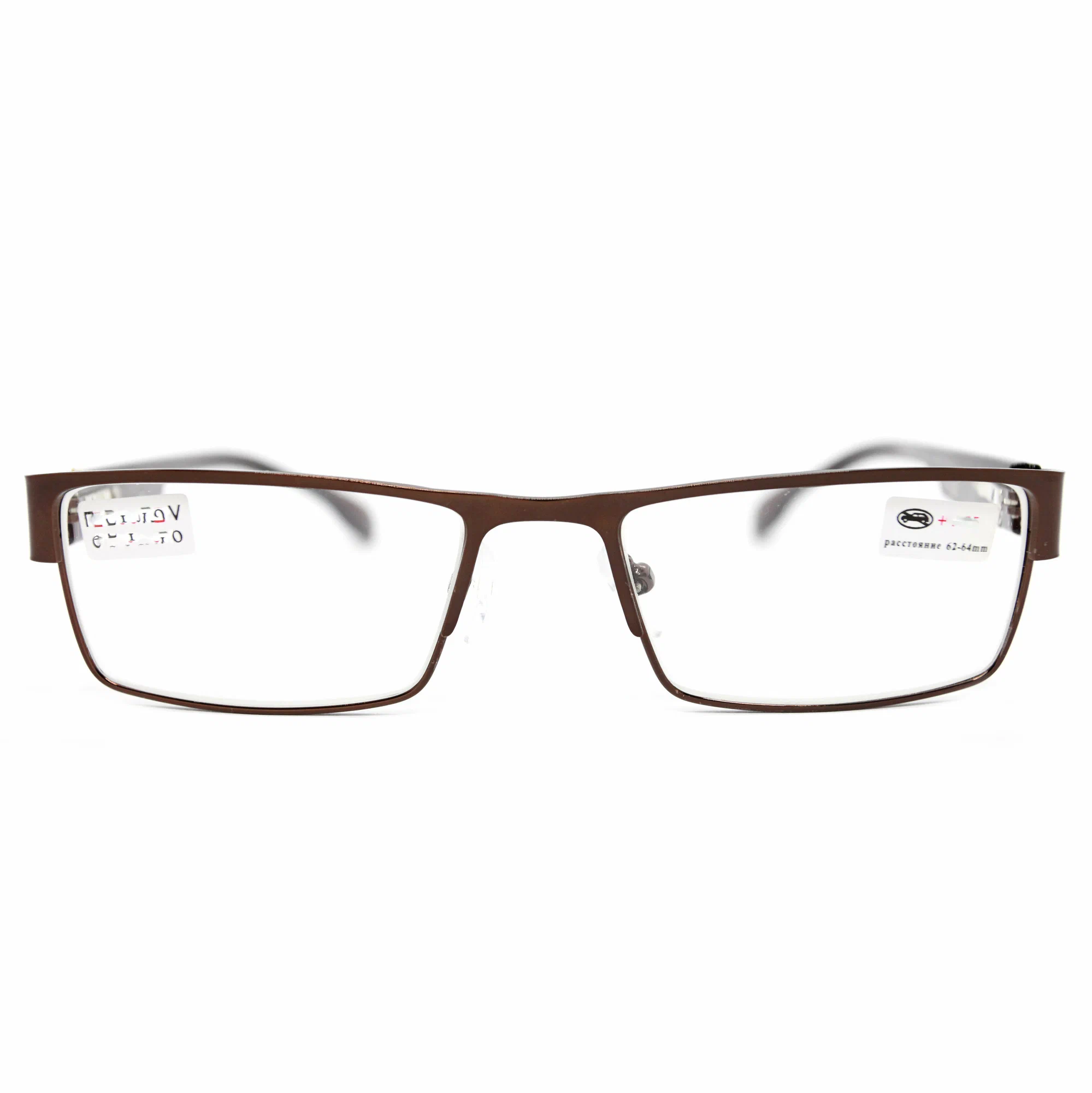Мужские-женские очки РЦ 66-68 для чтения (+1.75) мост 019-M1, без футляра, цвет коричневый, линзы пластик, РЦ 66-68