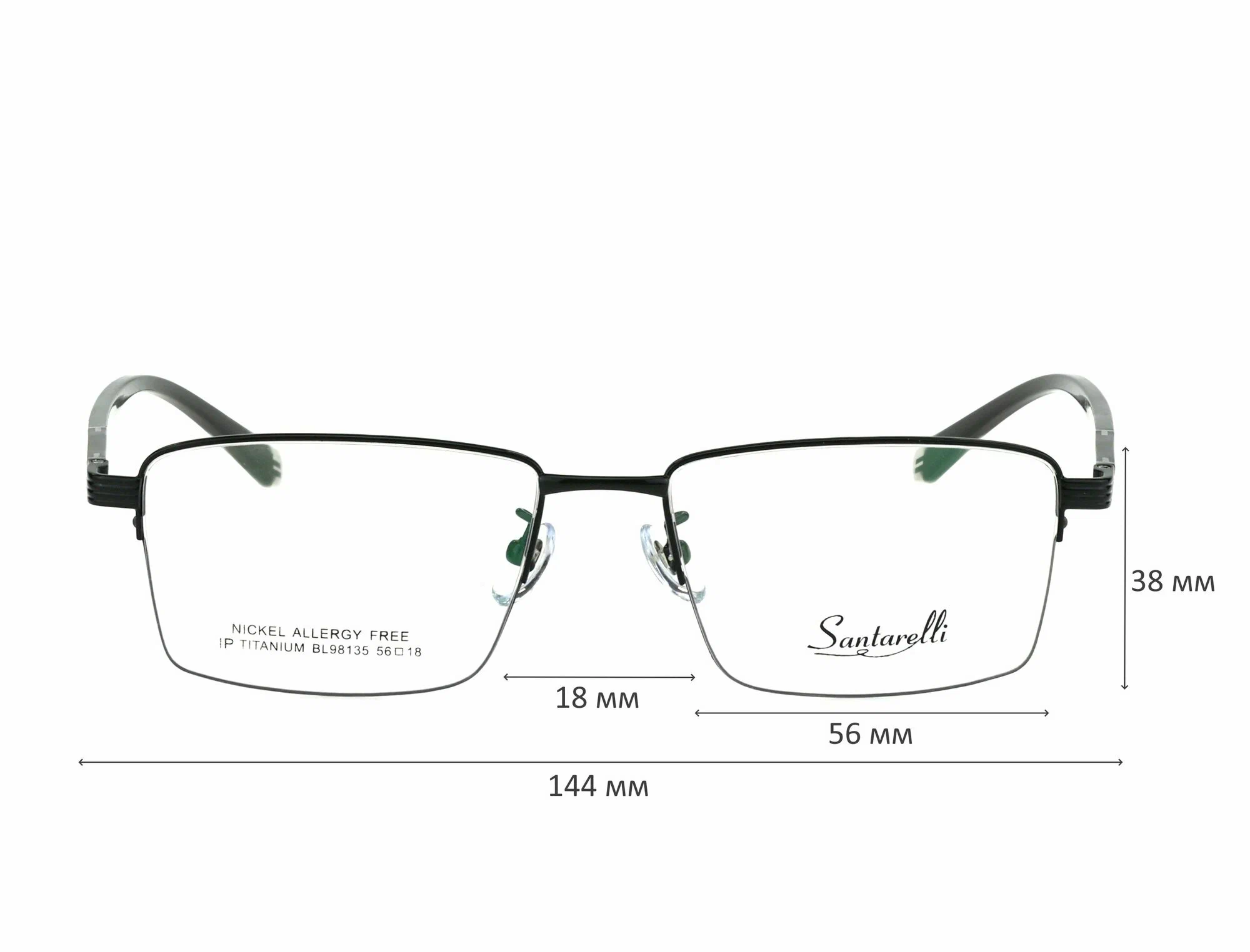Готовые очки для зрения с футляром на магните SANTARELLI мод. 98135 Цвет 1 с линзами ECOPLUS 1.56 HMC -3.00 РЦ 64-66