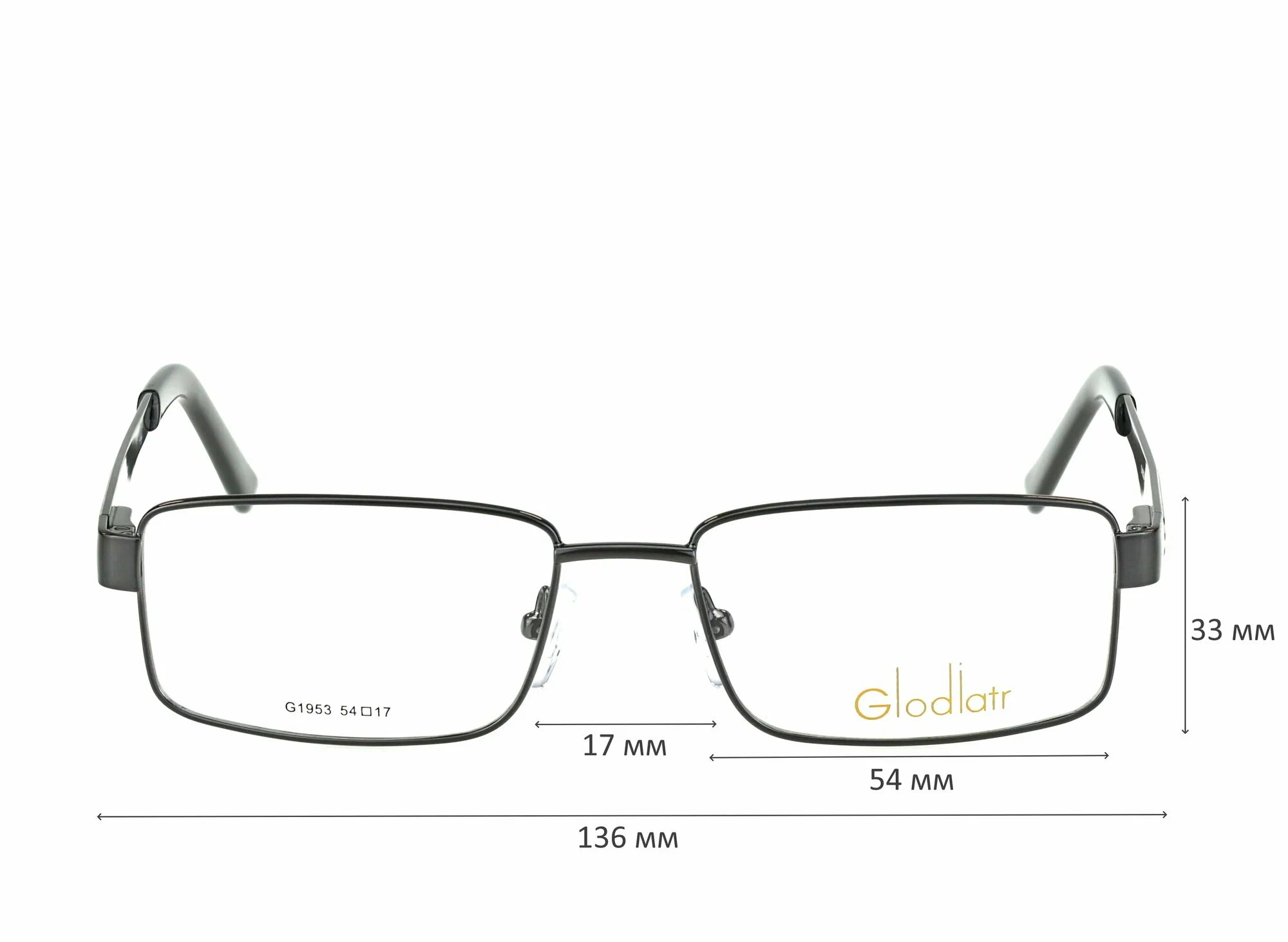Готовые очки для зрения с футляром на магните GLODIATR мод. 1953 Цвет 3 с линзами ECOPLUS 1.56 HMC -0.75 РЦ 64-66