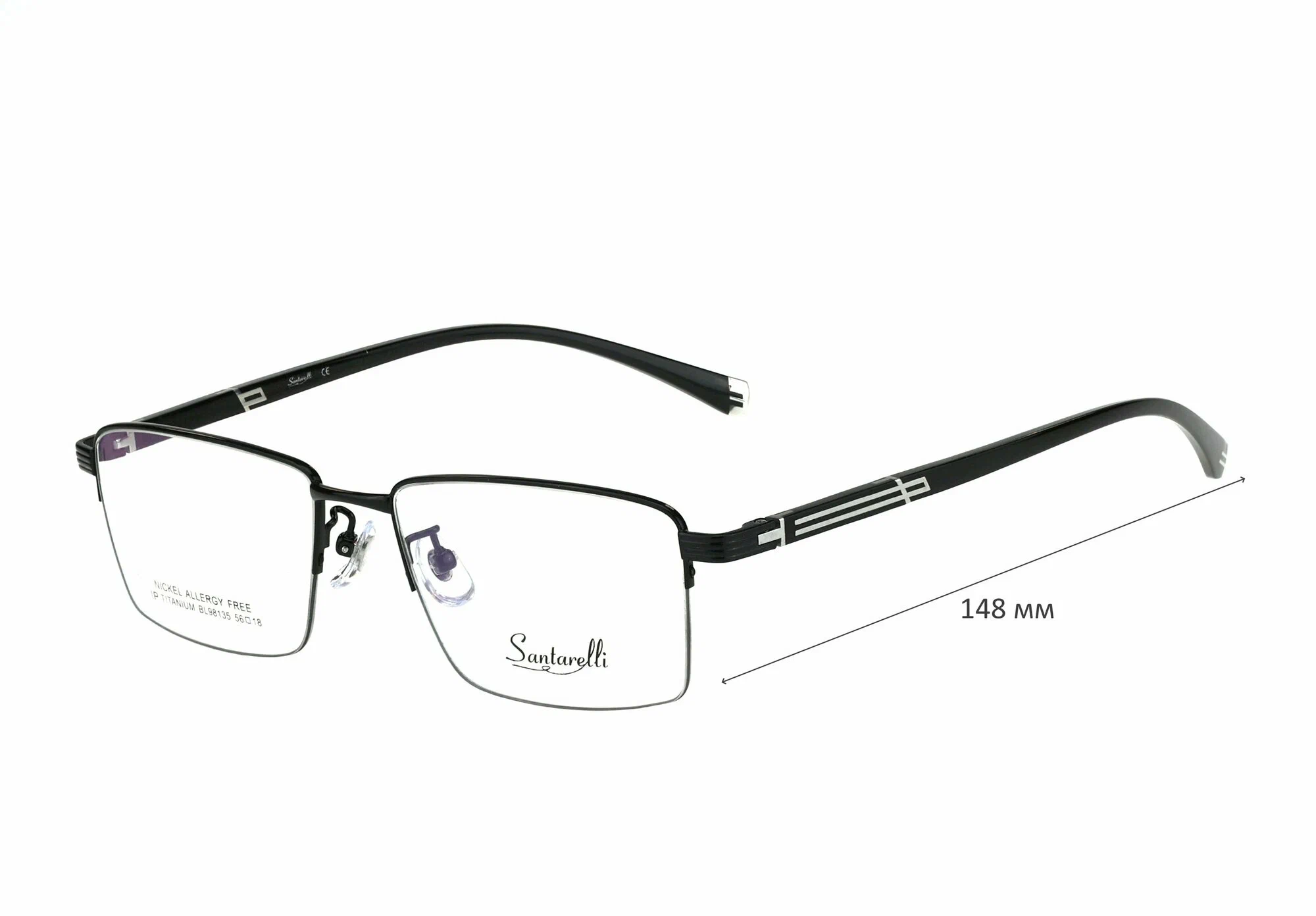 Готовые очки для зрения с футляром на магните SANTARELLI мод. 98135 Цвет 1 с линзами ECOPLUS 1.56 HMC -3.00 РЦ 64-66