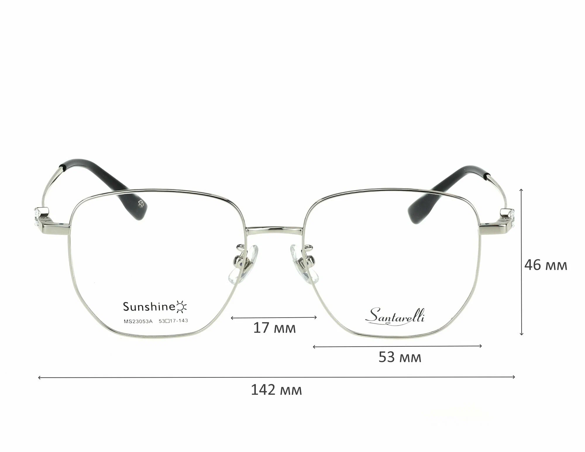 Готовые очки для зрения с насадкой и футляром на магните SANTARELLI мод. 23053 Цвет 4 с линзами ECOPLUS 1.56 HMC -1.00 РЦ 60-62