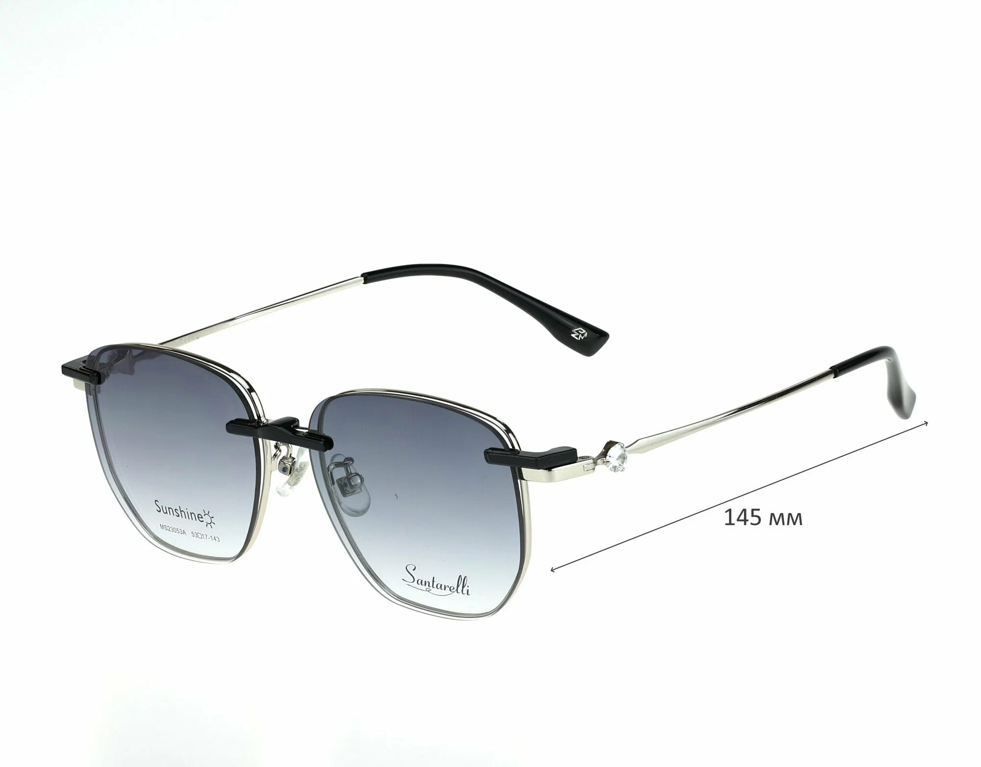 Готовые очки для зрения с насадкой и футляром на магните SANTARELLI мод. 23053 Цвет 4 с линзами ECOPLUS 1.56 HMC -1.00 РЦ 60-62