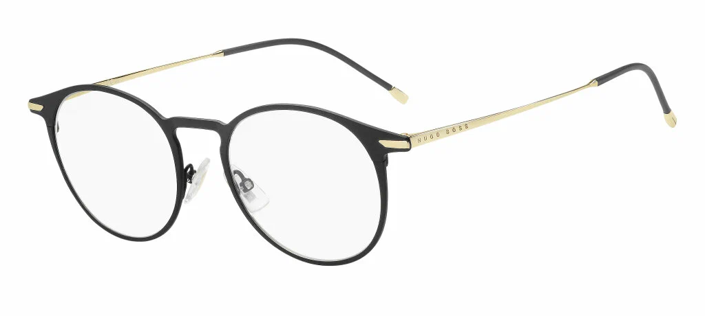 Мужская, женская оправа для очков Hugo Boss BOSS 1252 003, цвет: черный, круглые, титан