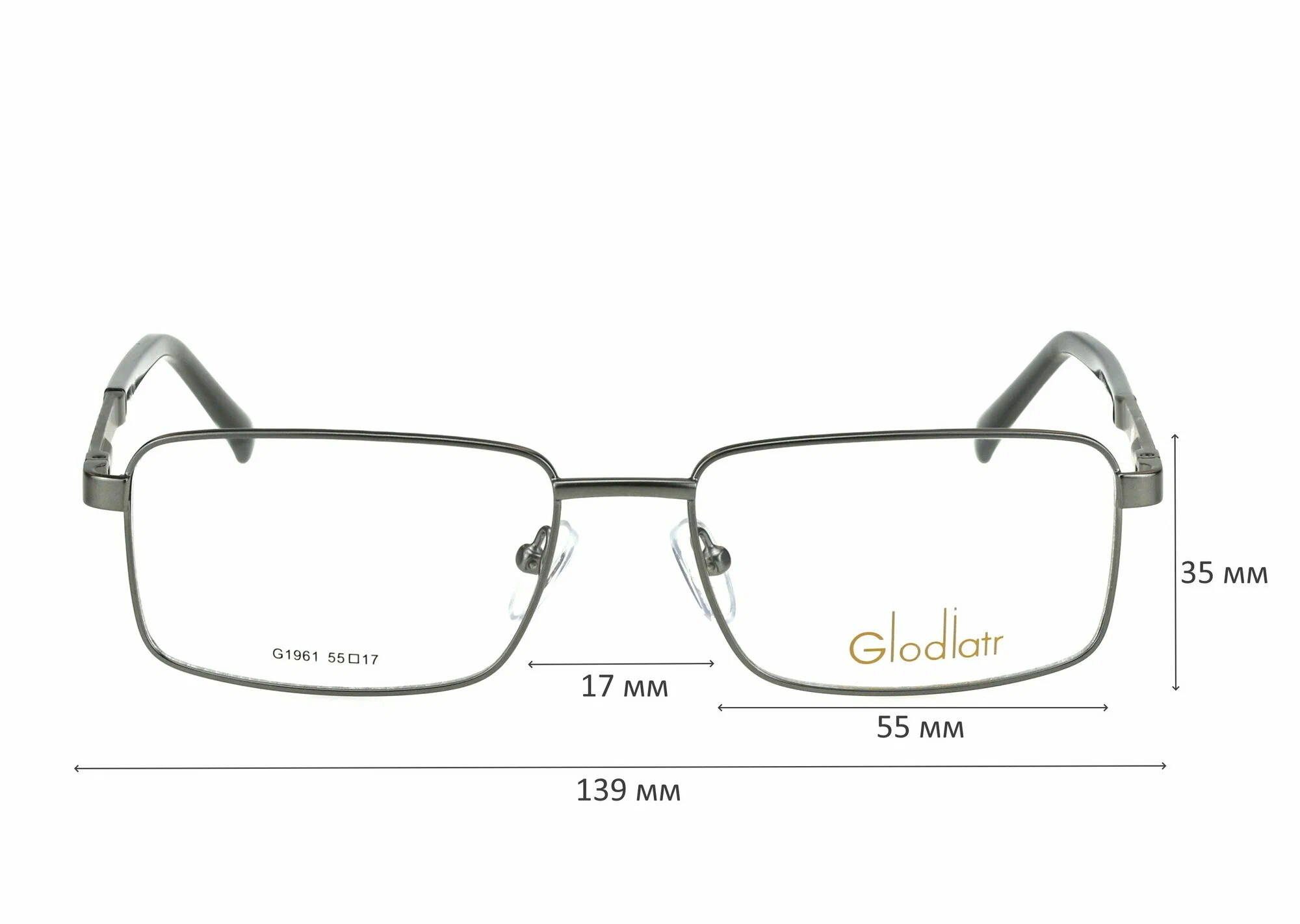 Готовые очки для зрения с футляром на магните GLODIATR мод. 1961 Цвет 3 с линзами ECOPLUS 1.56 HMC -1.00 РЦ 64-66