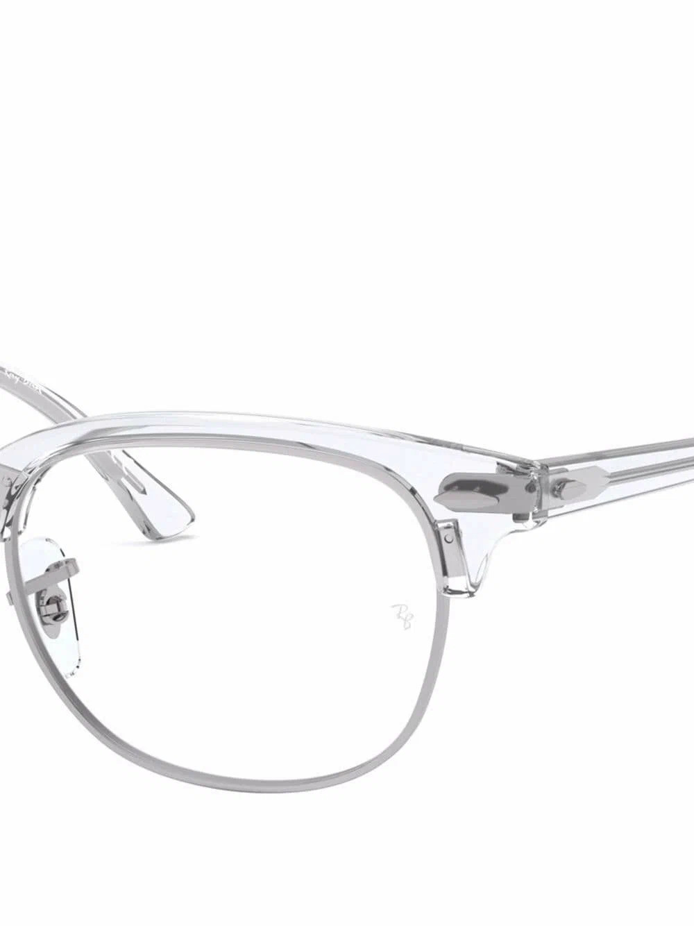 Ray-Ban - Прозрачные очки Clubmaster - Унисекс - 51 - Серебристый